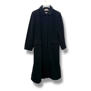 Albert Nipon Wool Cashmere Blend Coat Size 16 Black Long Made in Mexico